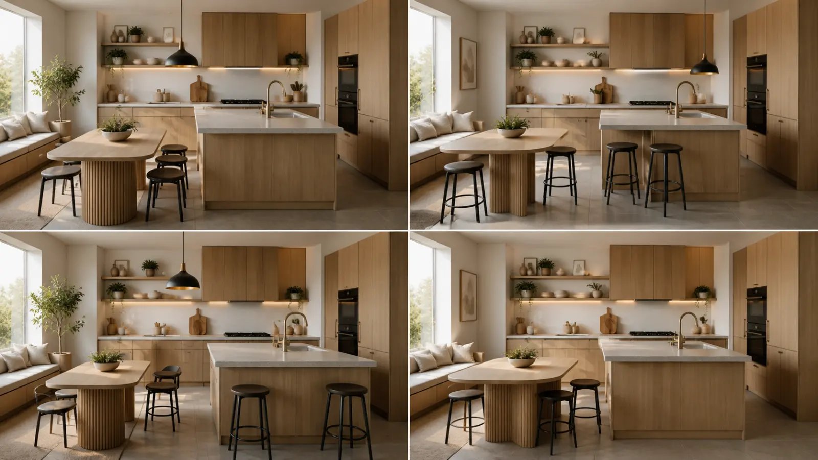 A new furniture piece previewed in a real room in several placements