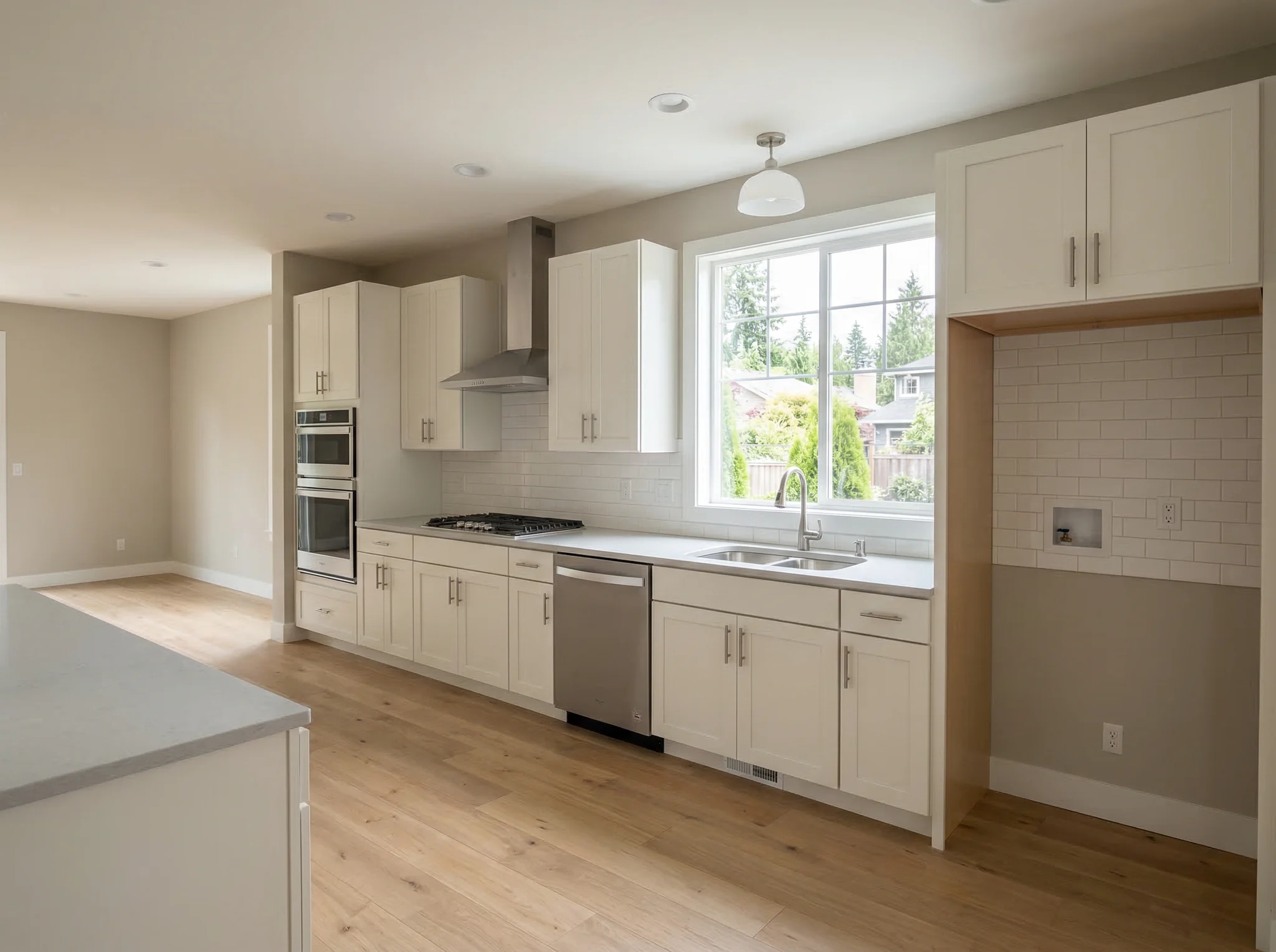 Before photo of a plain kitchen prepared for listing refresh staging