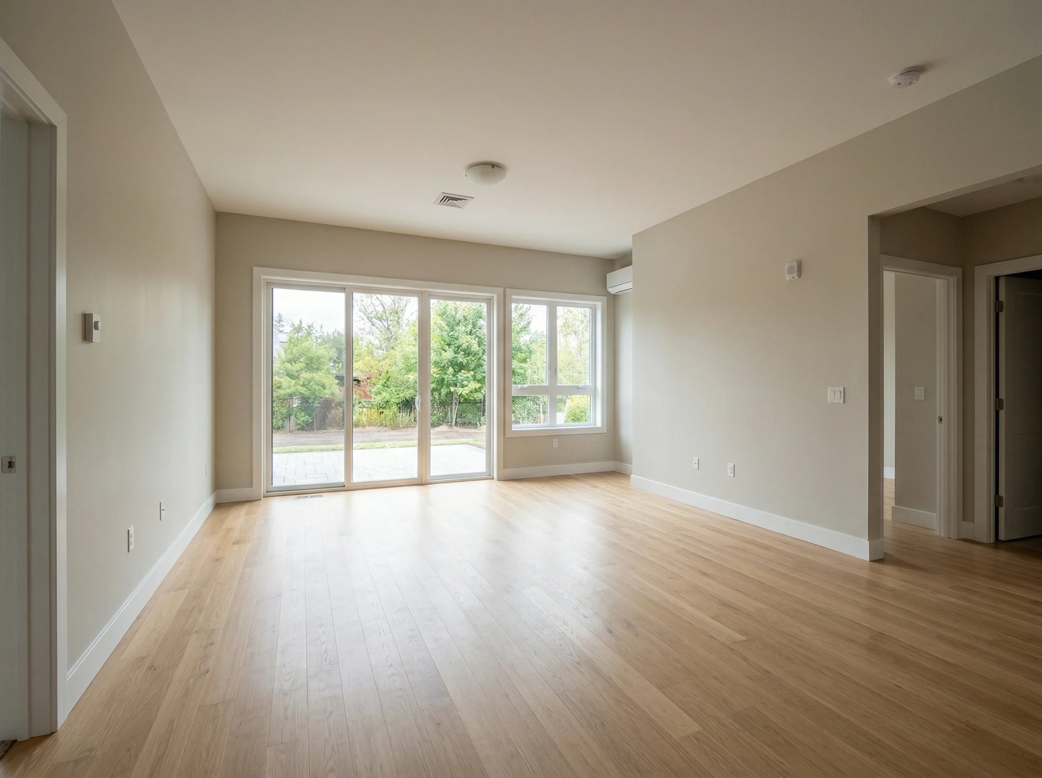 Before photo of an empty living room prepared for real estate virtual staging