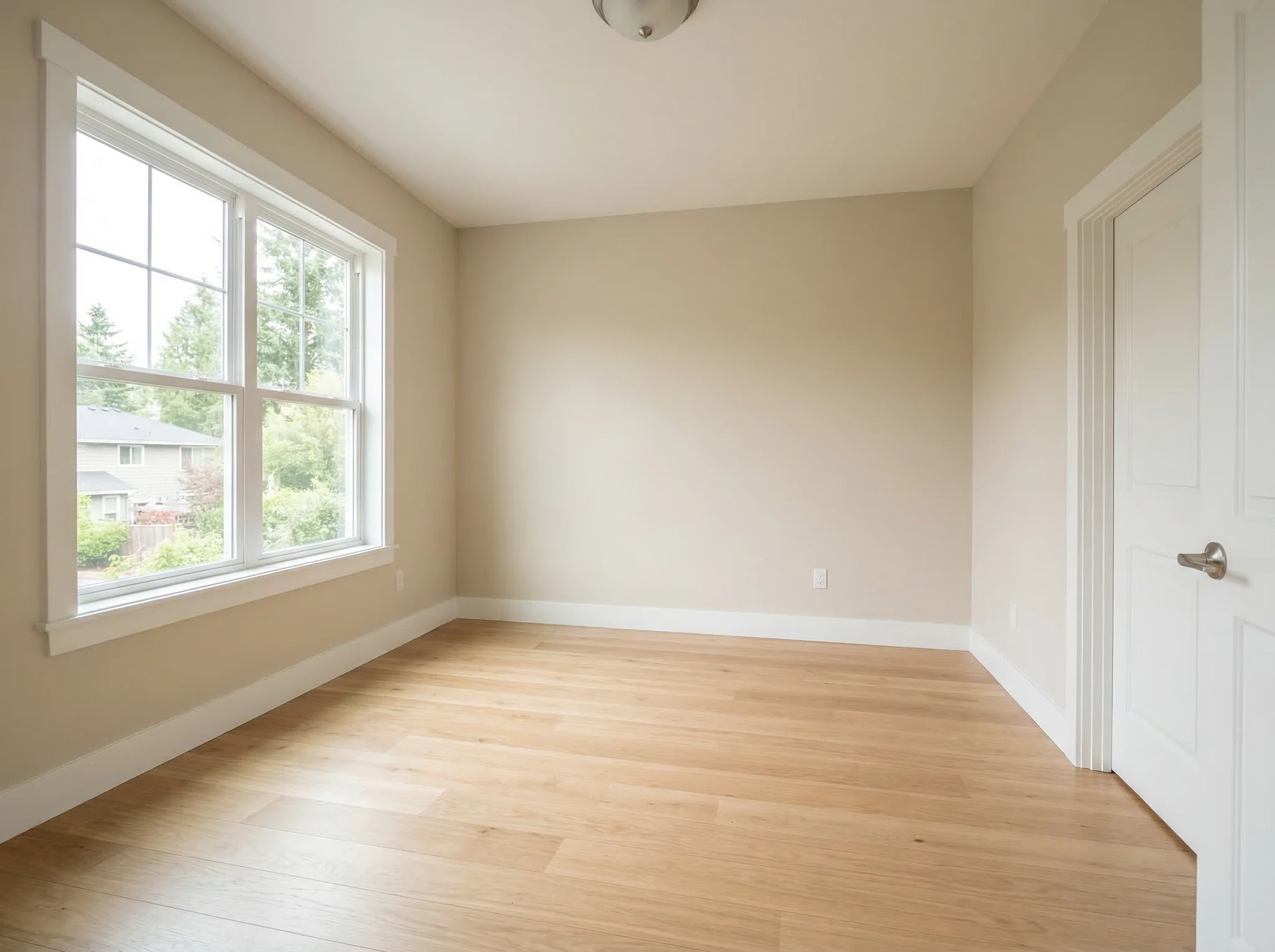 Before photo of an empty bedroom prepared for Airbnb virtual staging