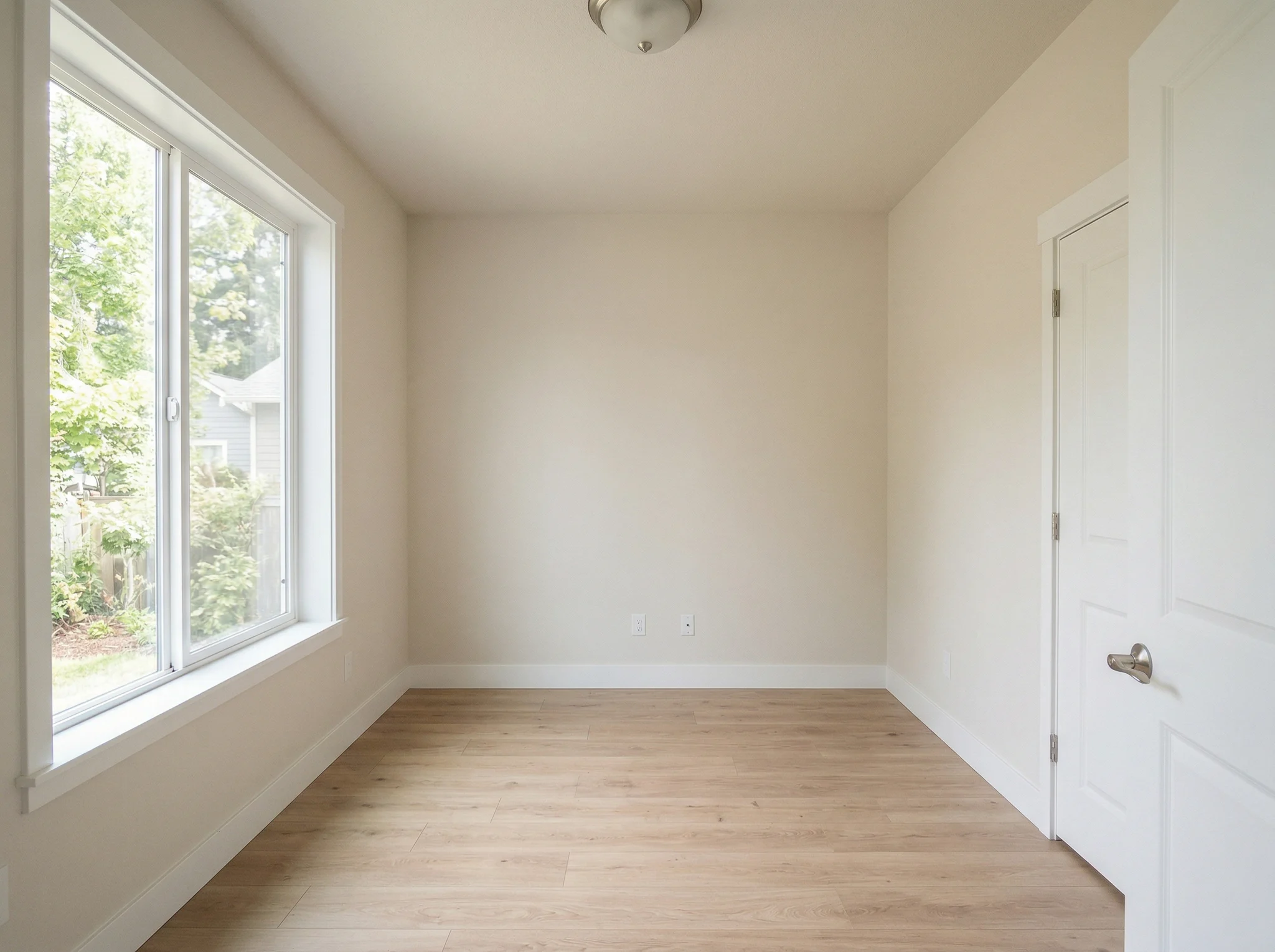Small empty room before AI home office virtual staging