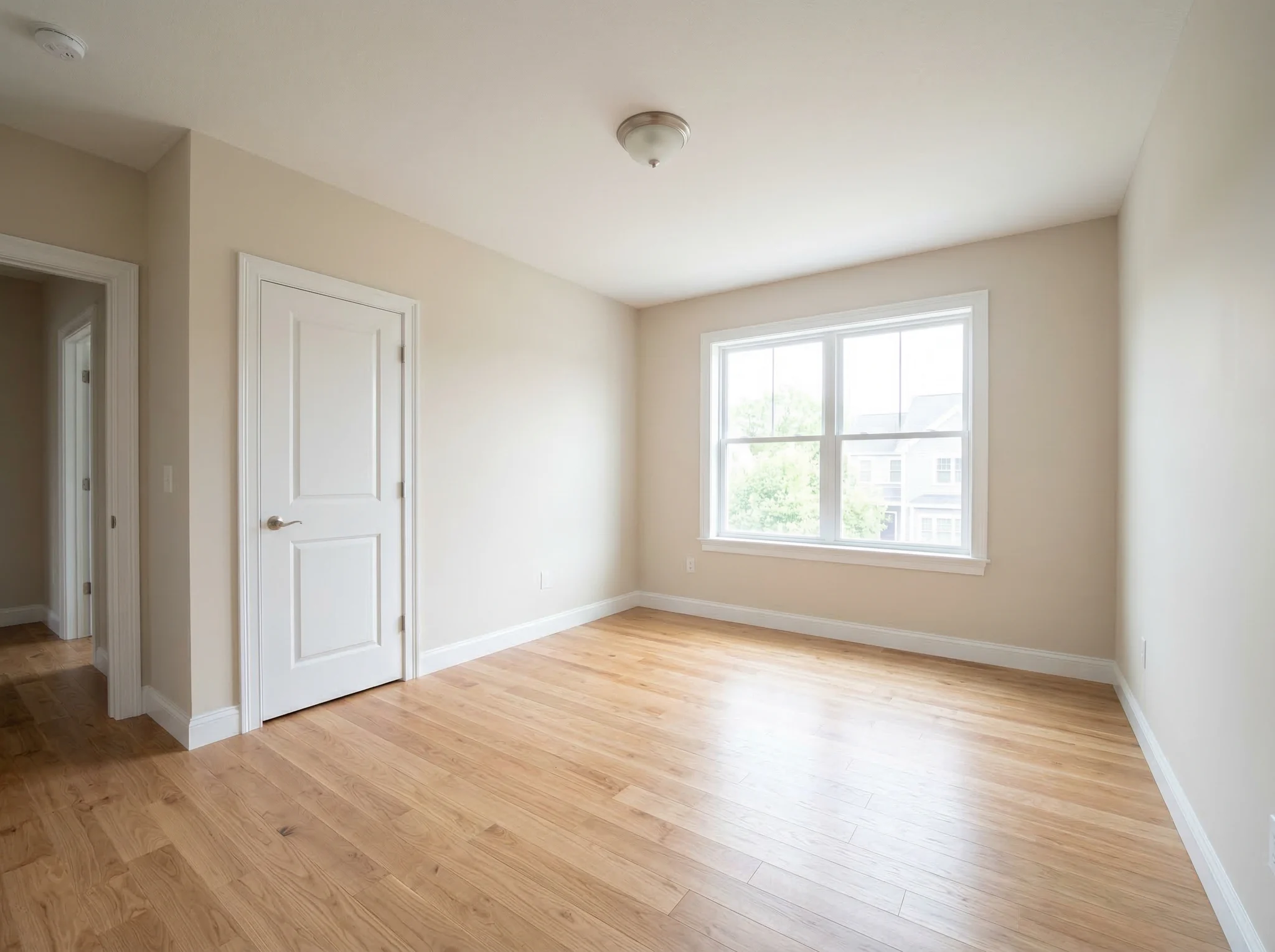 Before photo of an empty bedroom prepared for Airbnb staging