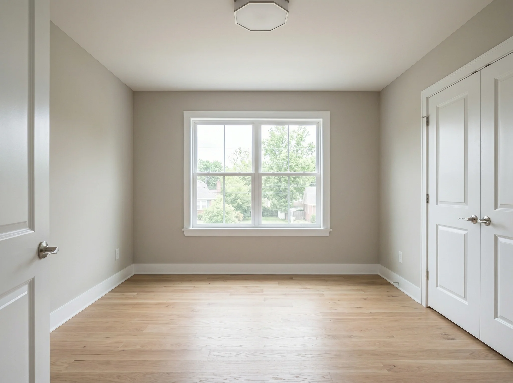 Before photo of an empty bedroom prepared for short-term rental staging
