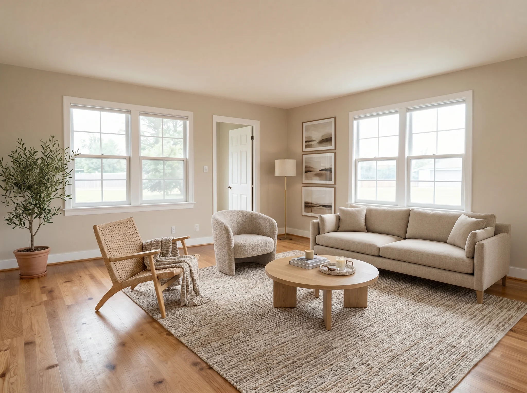 After AI virtual staging result for the living room in a consistent listing set