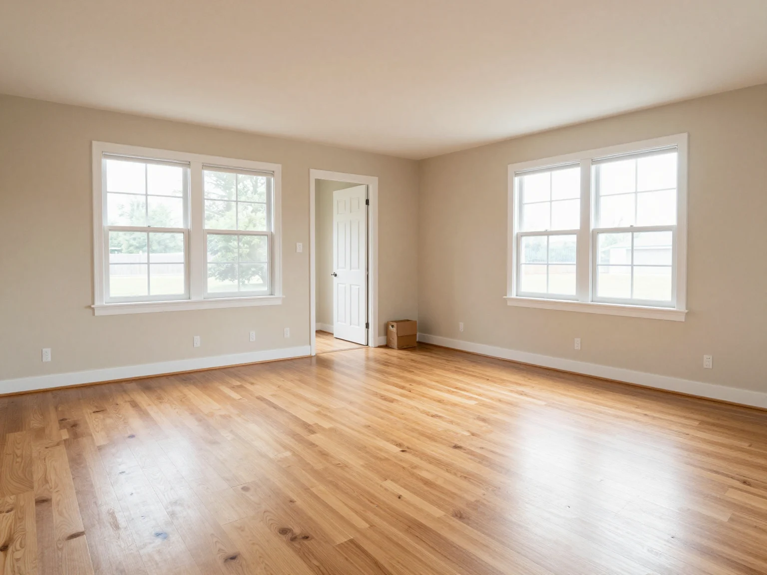 Before photo of an empty living room in a multi-photo virtual staging set