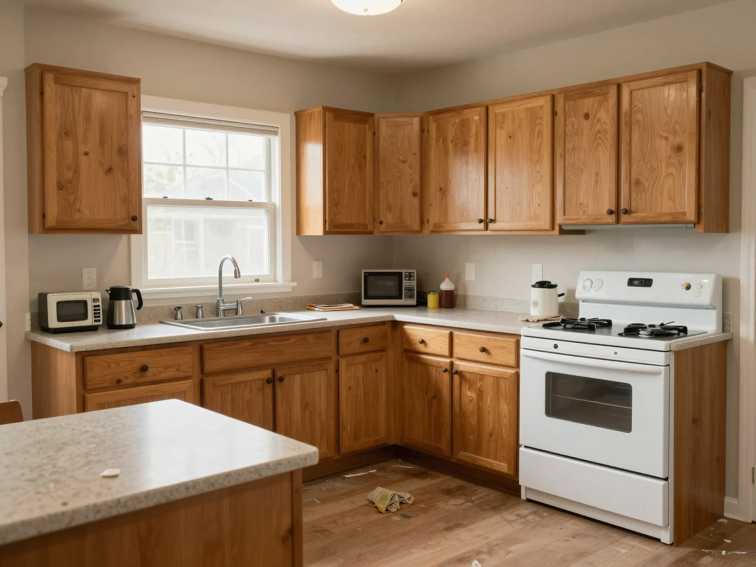 Before photo of a kitchen in a multi-photo virtual staging set