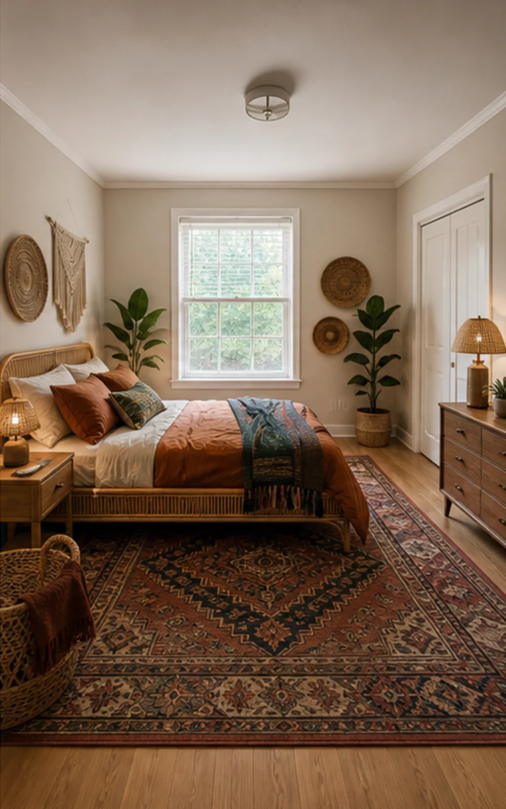Bohemian AI virtual staging result for a cleaned bedroom