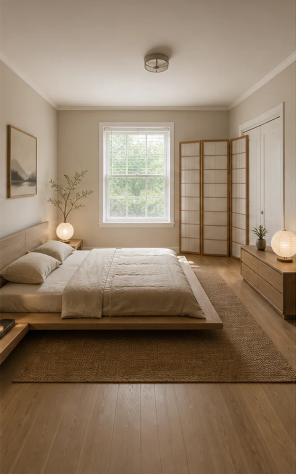 Japanese Zen AI virtual staging result for a cleaned bedroom
