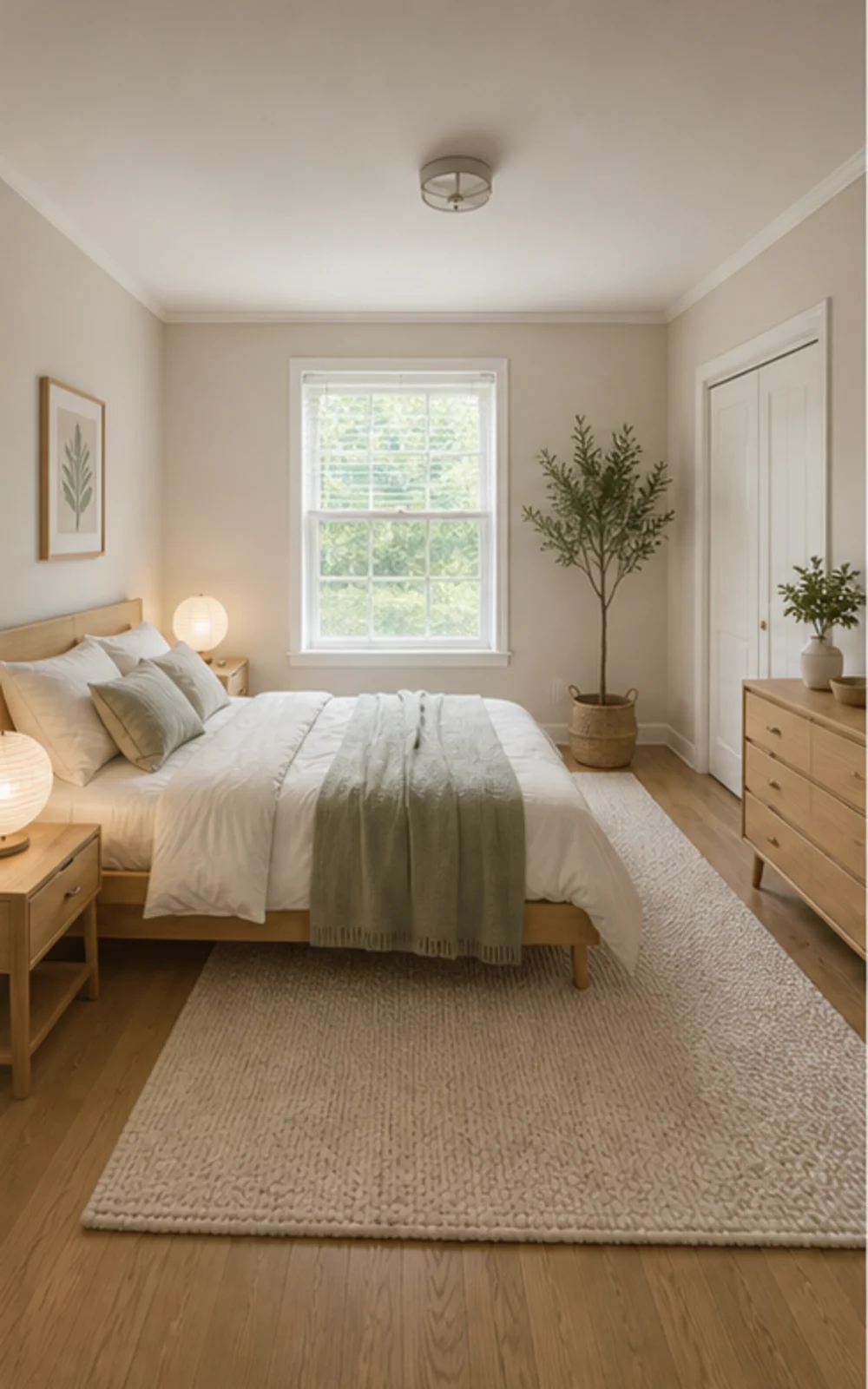 Scandinavian AI virtual staging result for a cleaned bedroom