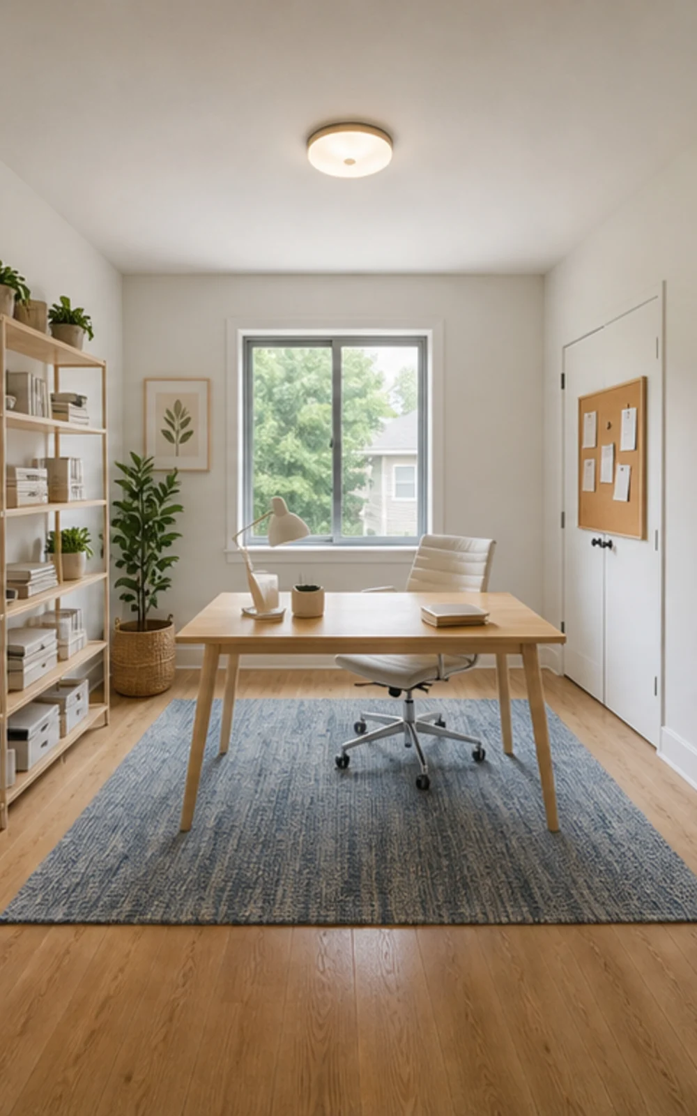 Scandinavian AI virtual staging result for a cleaned home office